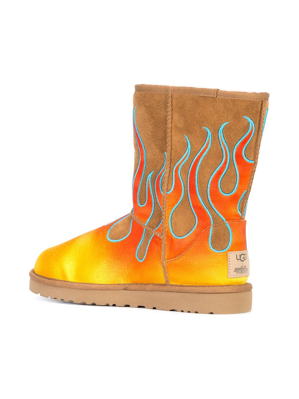 Jeremy Scott Suede Ugg X Classic Short Flames Boots in Yellow & Orange  (Orange) | Lyst
