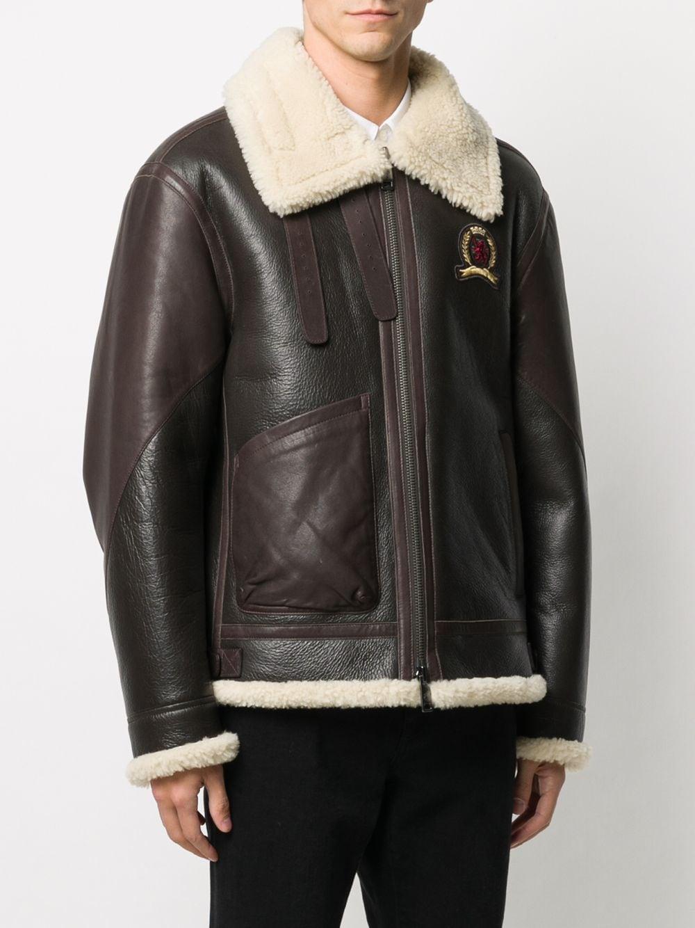 Tommy Hilfiger Shearling Leather Jacket in Brown for Men Lyst