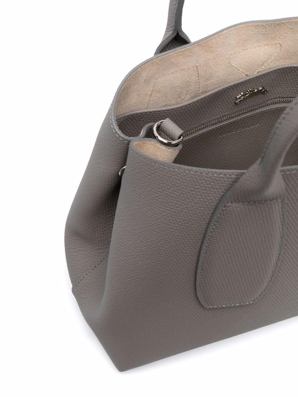 Longchamp Roseau Top Handle Bag M in Grey Leather — UFO No More