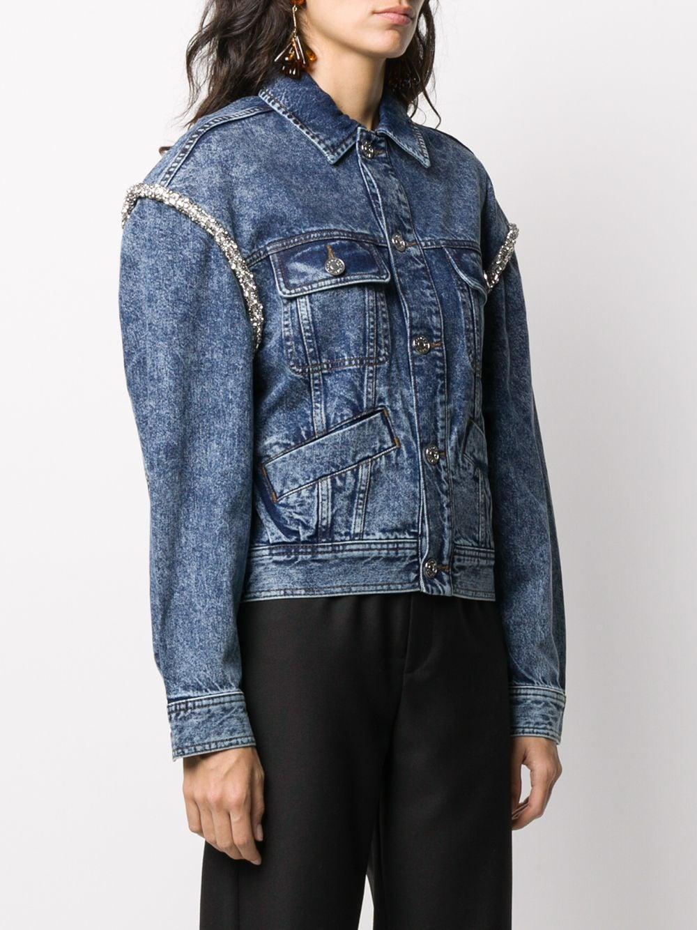 Sandro Bead Trim Denim Jacket in Blue 