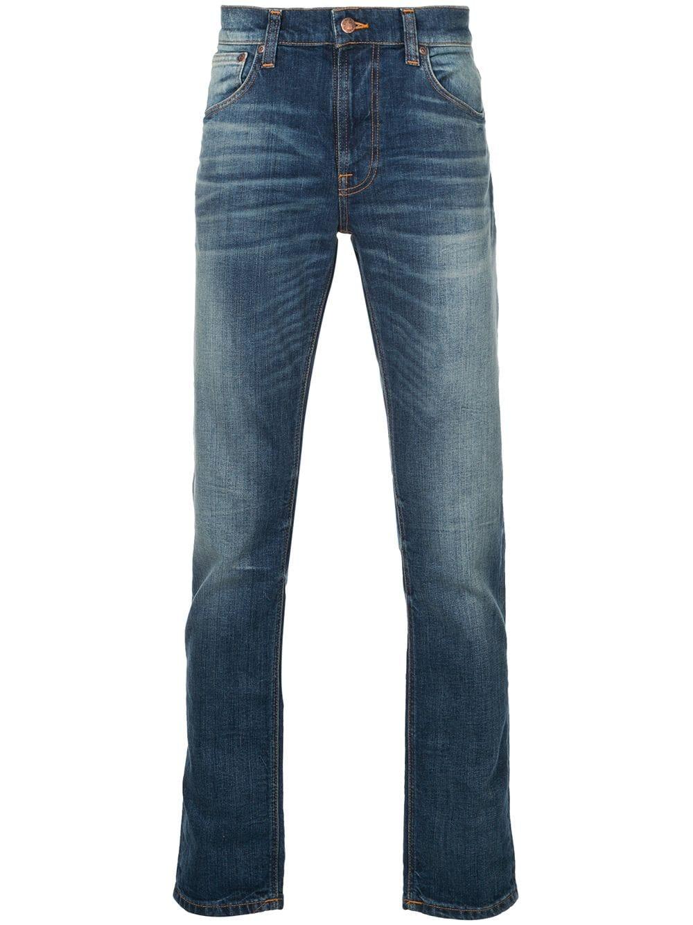 Nudie Jeans Stonewashed Slim Jeans in Blue for Men - Lyst