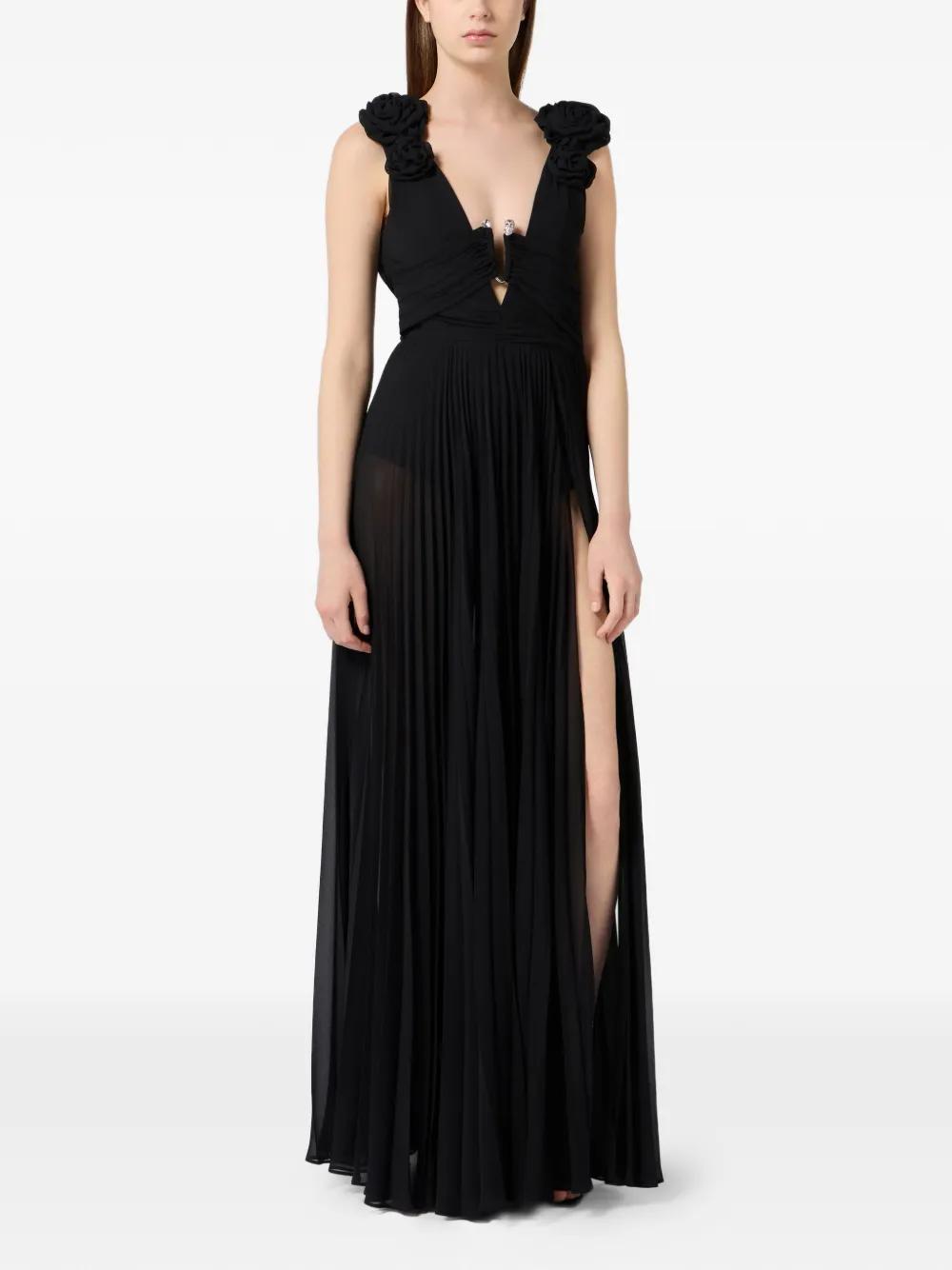 philipp plein black dress Black Logo Tape Side Zip Dress
