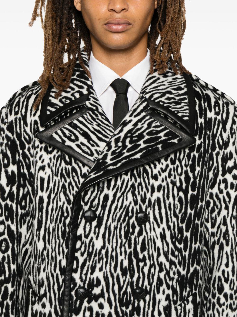 Black leopard print coat discount