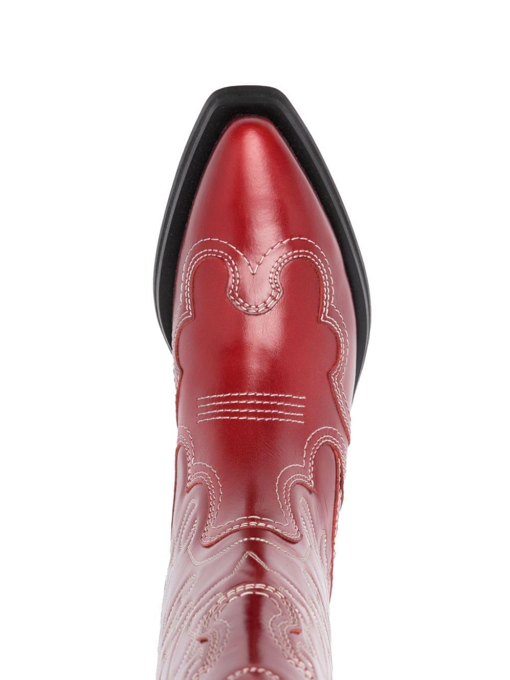 Ganni Western style Leather Boots in Red Lyst Australia