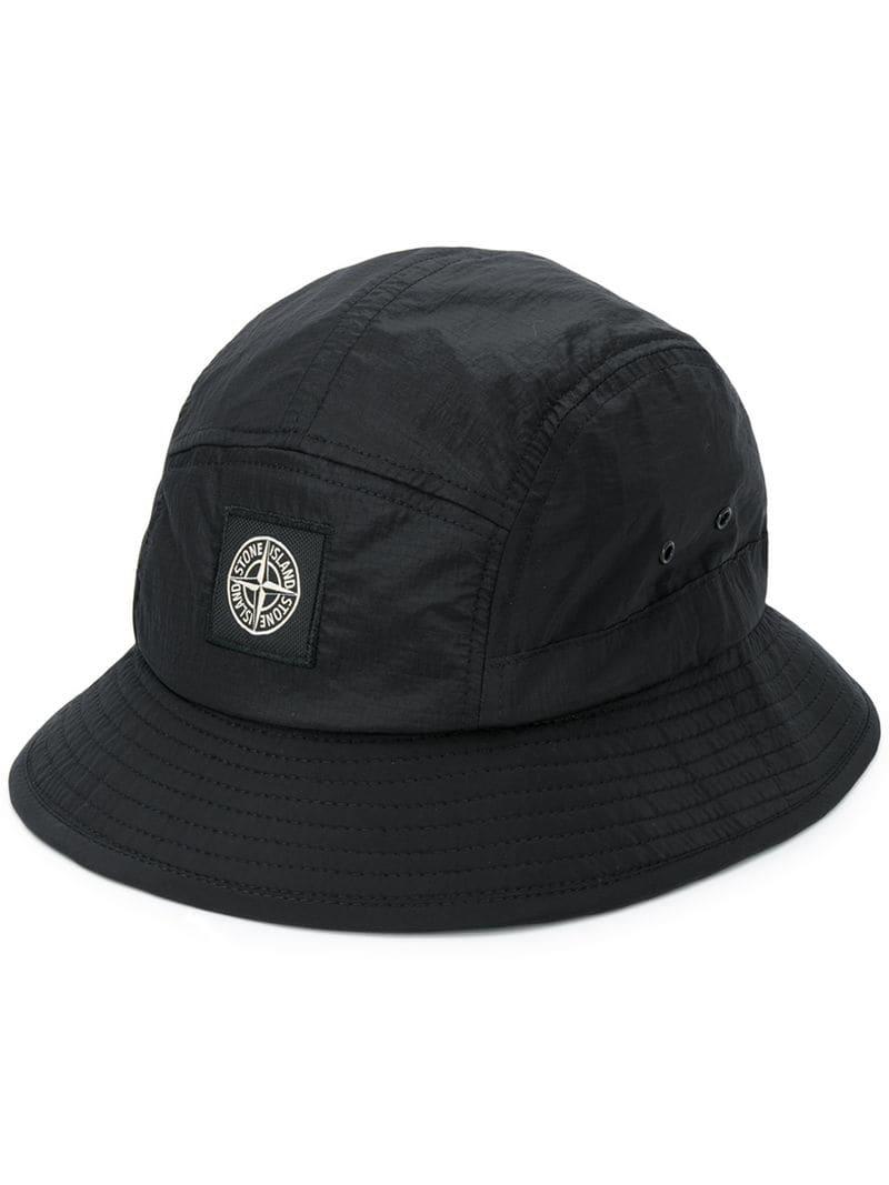 stone island black bucket hat