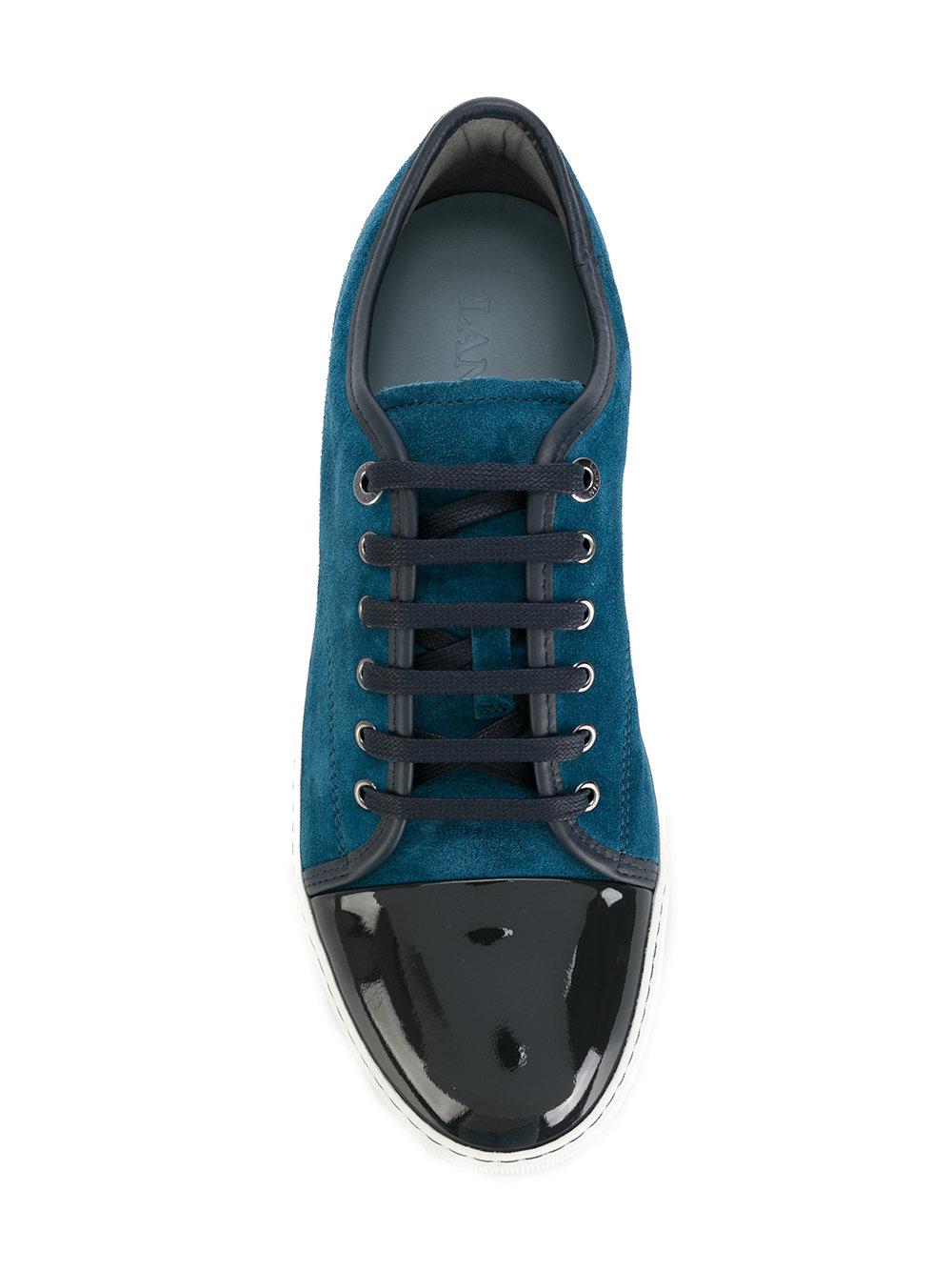 Lanvin Suede Patent Cap Toe Sneakers in Blue for Men Lyst