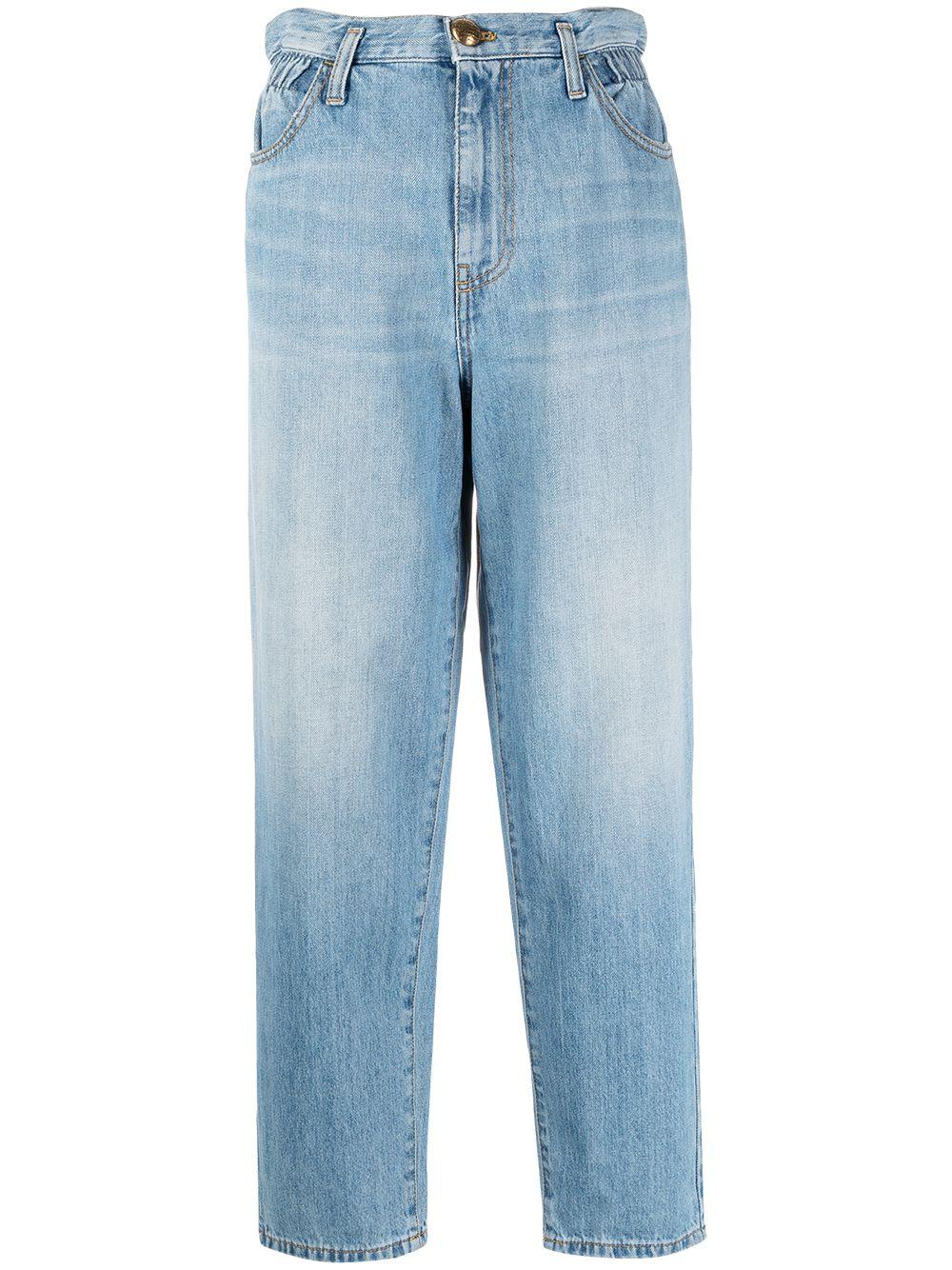 Pinko Denim Cropped Loose-fit Jeans in Blue | Lyst