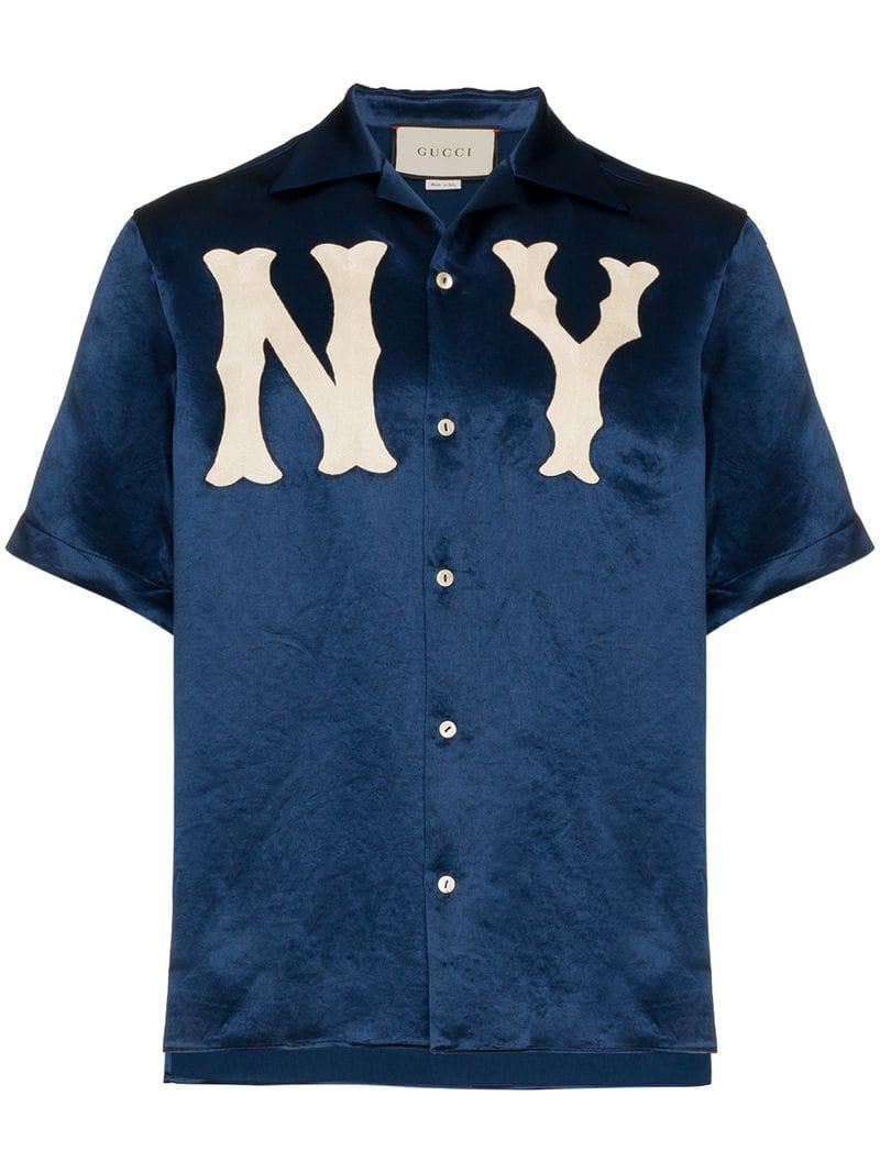 Gucci GG Ny Yankees Bowling Shirt in Blue for Men