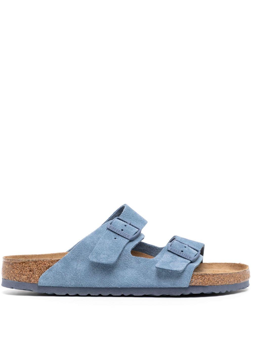 Birkenstock Buckled Open Toe Suede Slippers in Blue for Men Lyst UK