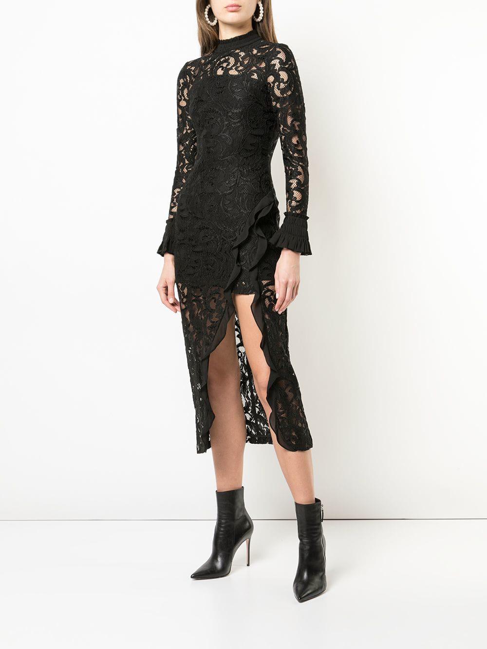 Alexis Fala Lace Midi Dress in Black | Lyst