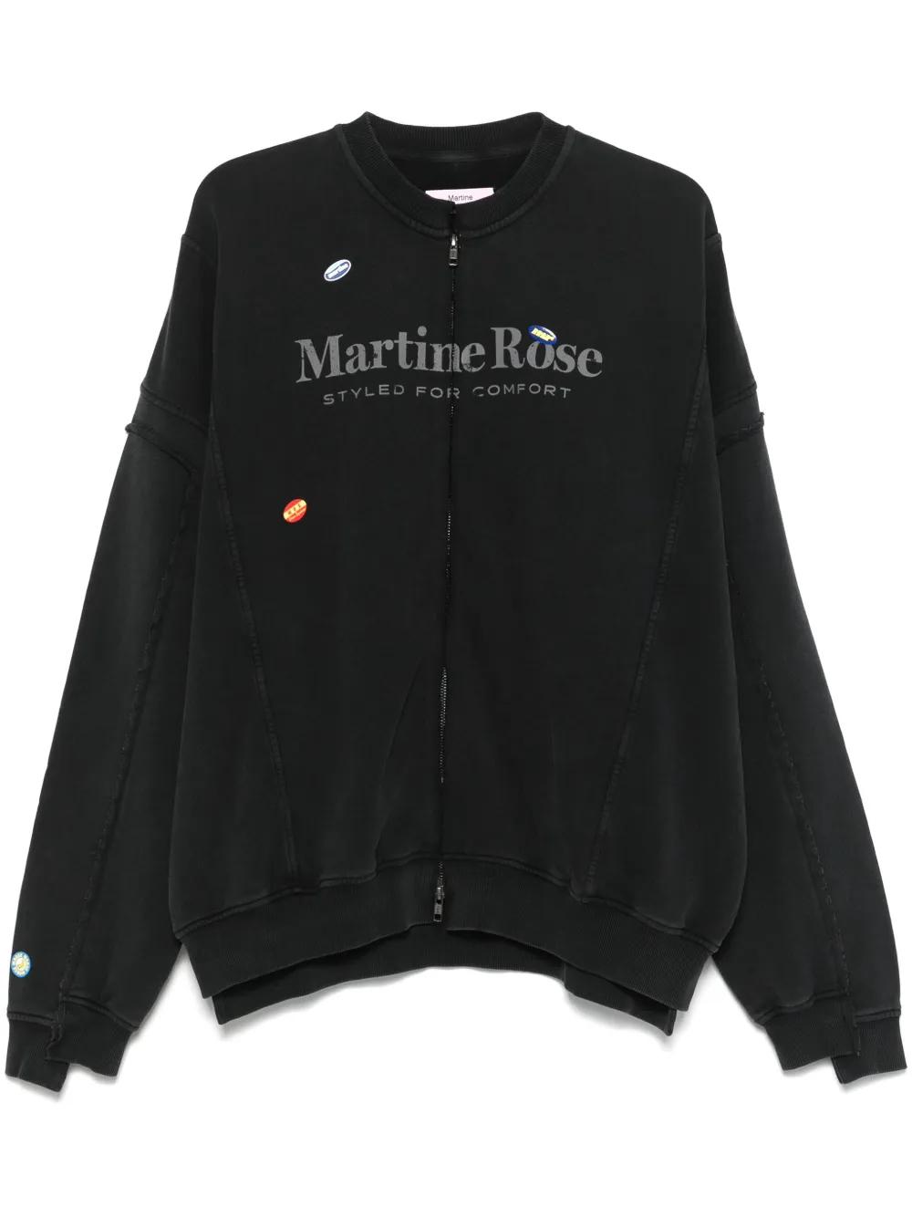 Martine Rose Zip-Up Crew-Neck Sweatshirt in Black for Men | Lyst UK