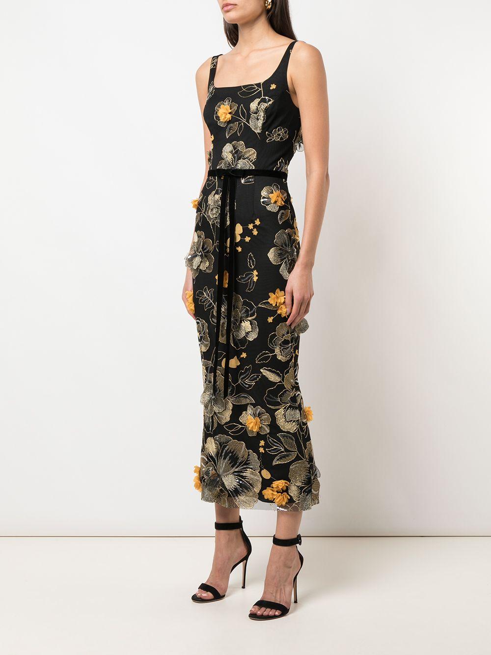 black floral midi dress