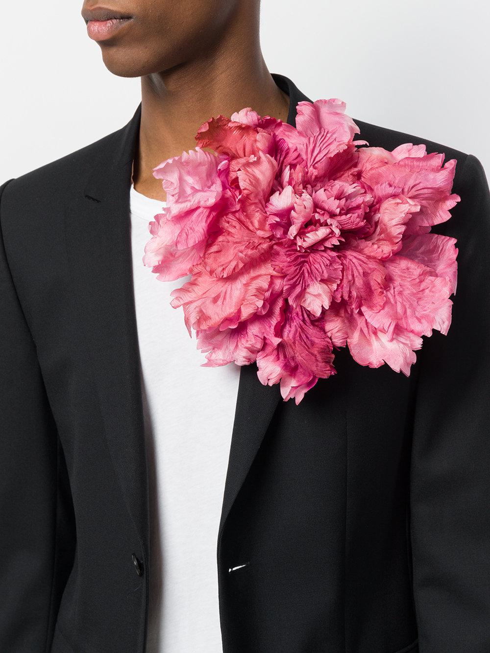 Ann Demeulemeester Large Flower Brooch in Pink