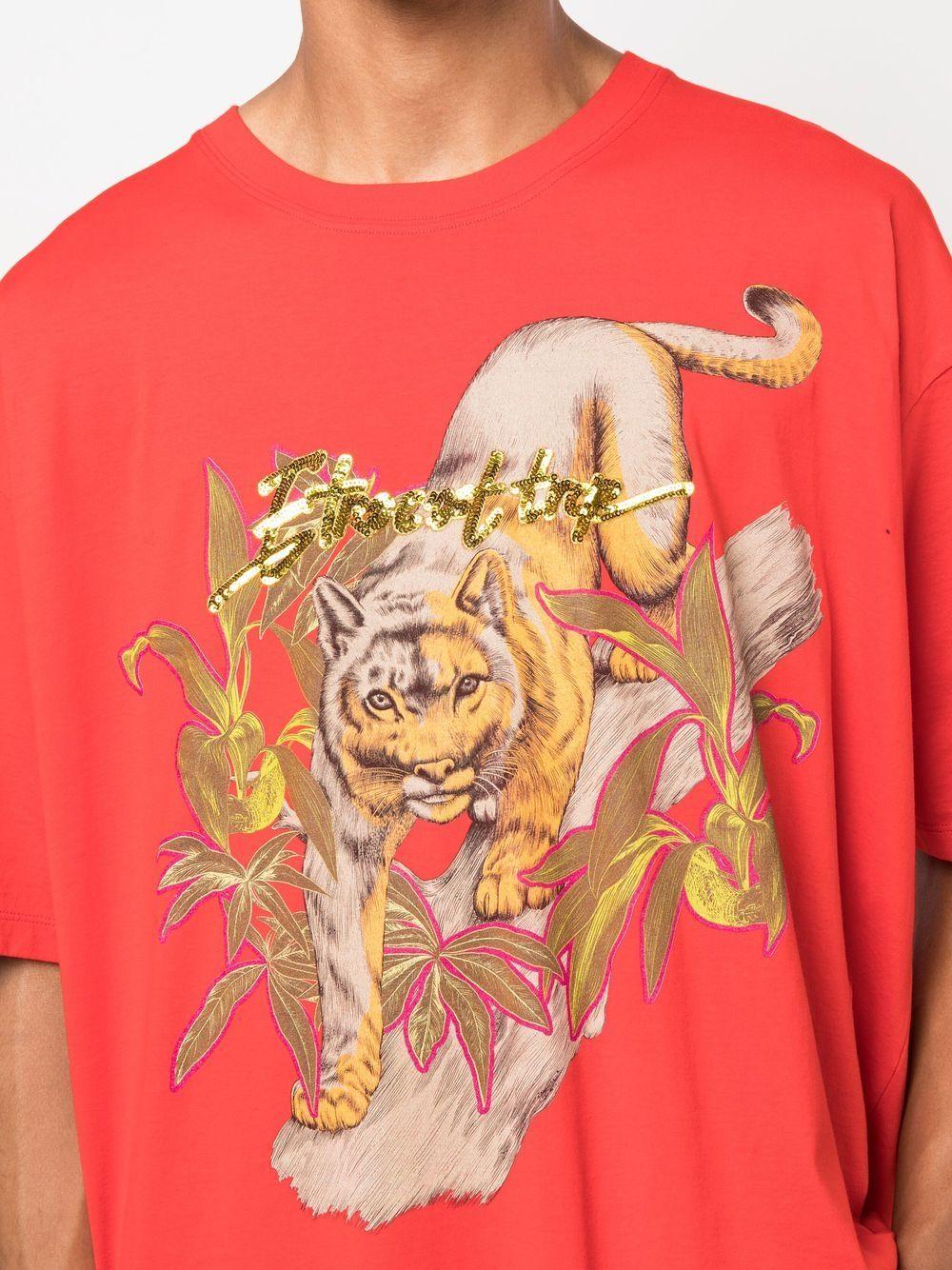 Etro Graphic-print Sequin-logo T-shirt in Red for Men | Lyst