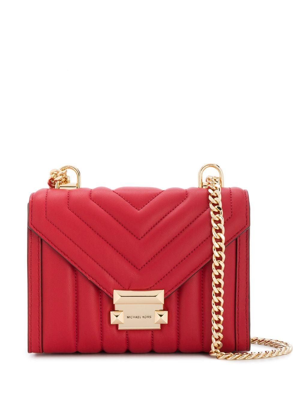 MICHAEL Michael Kors Small Whitney Quilted Chevron Shoulder Bag in Red ...