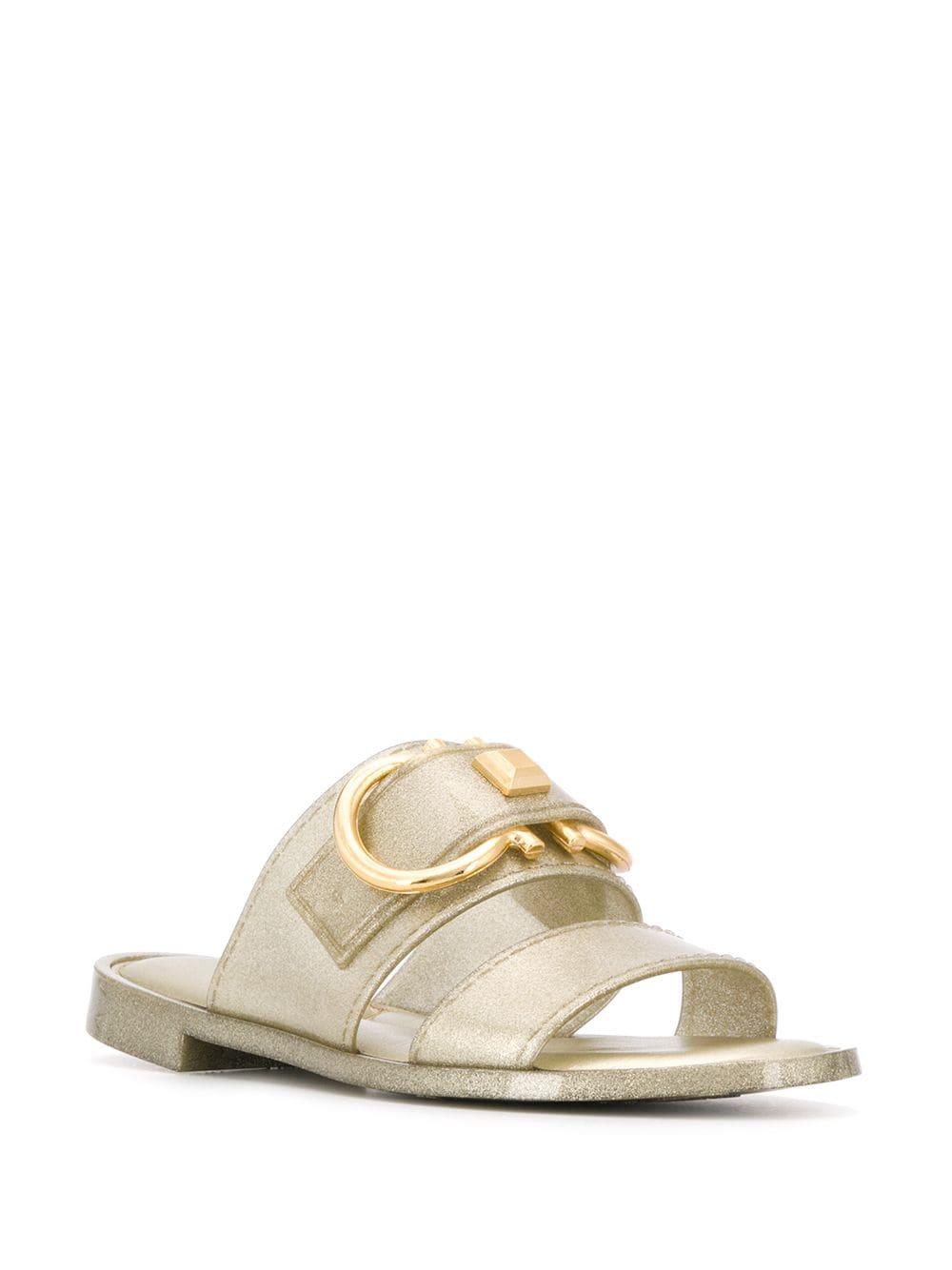 gold lame slides FTW! | Slider sandals, Trending sandals, Sandals