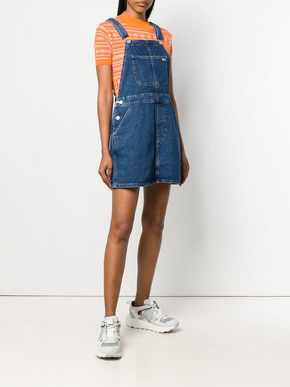 tommy jeans summer heritage dungaree dress