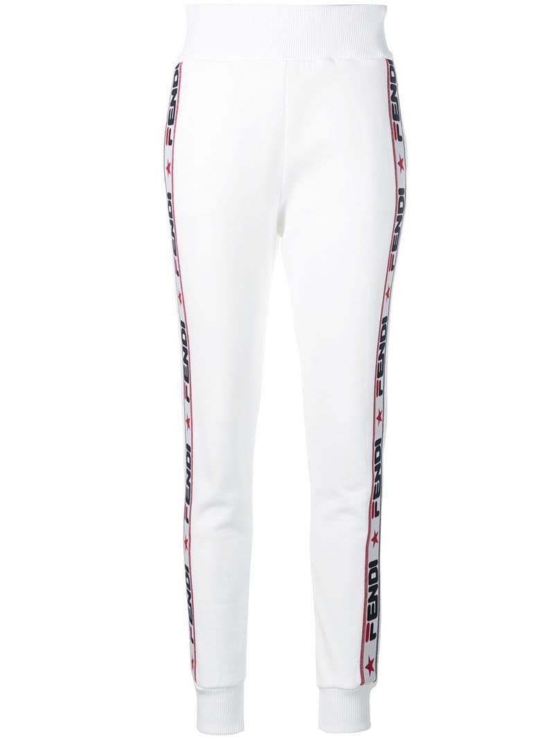 Fendi Side Band Track Pants in White | Lyst