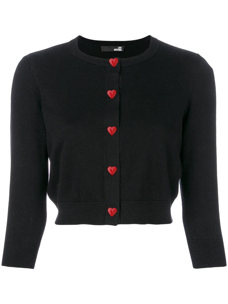 Love Moschino Heart Buttons Cardigan in Black | Lyst