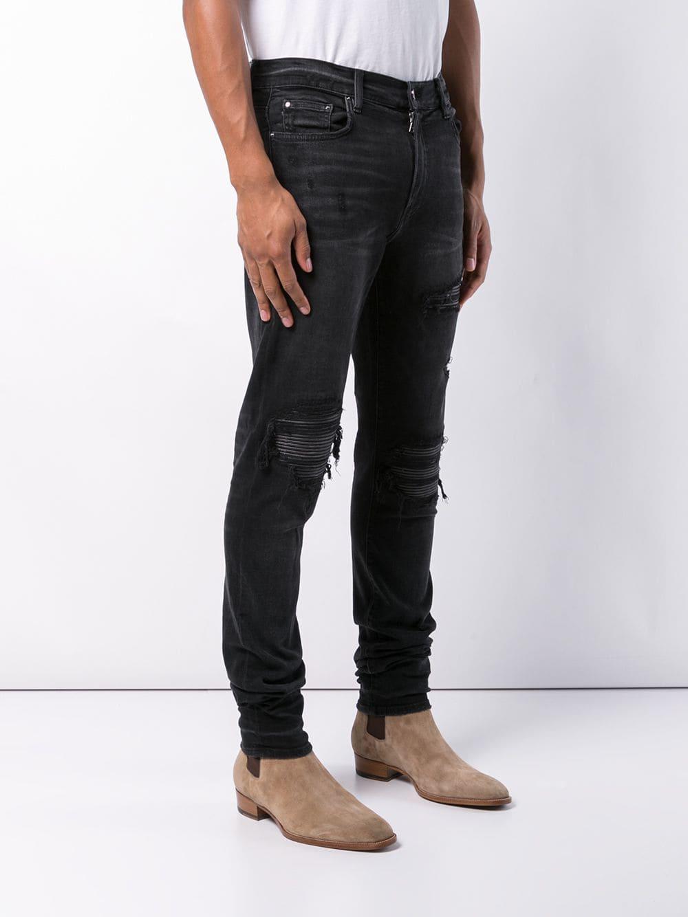 Amiri Denim Ripped Slim Fit Jeans in Black for Men - Lyst