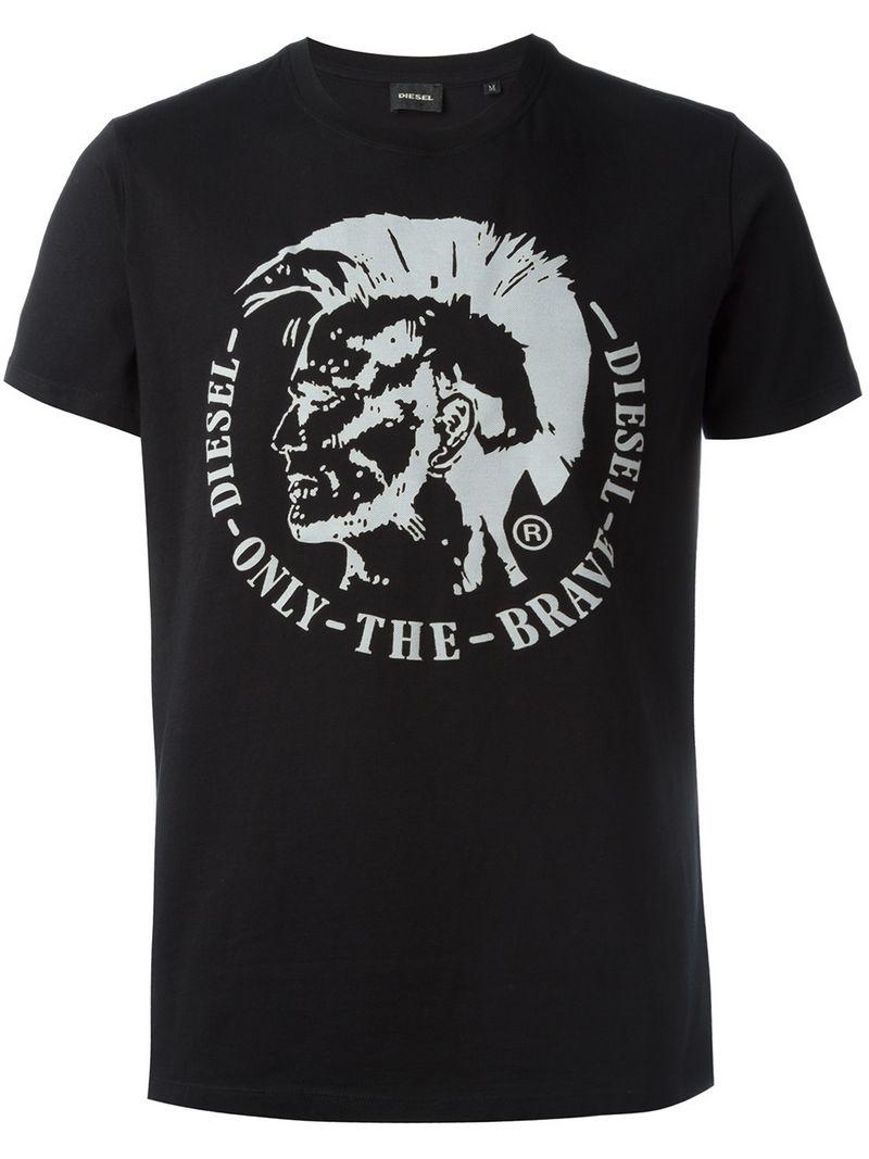 DIESEL Cotton Only The Brave Embossed T-shirt in Black for Men | Lyst