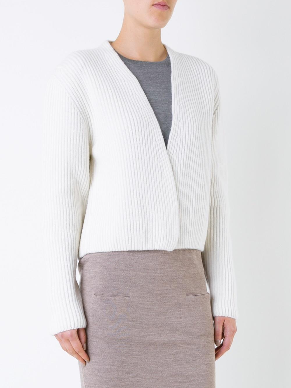 Nehera Cable Knit Cropped Cardigan in White Lyst