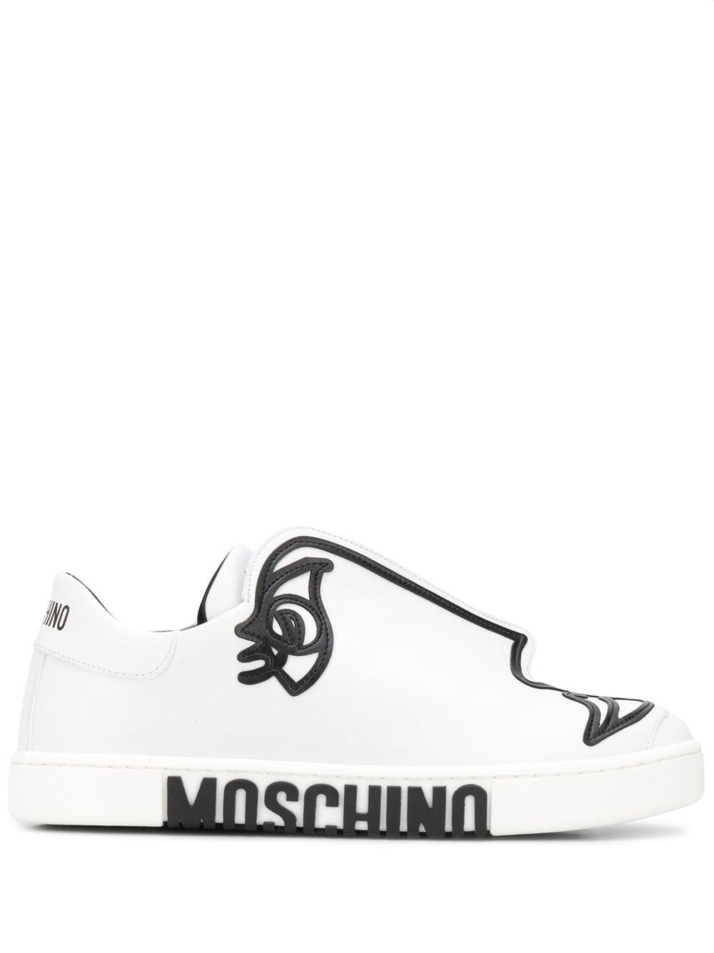 Moschino Leather Face-detail Low-top Sneakers in Lyst