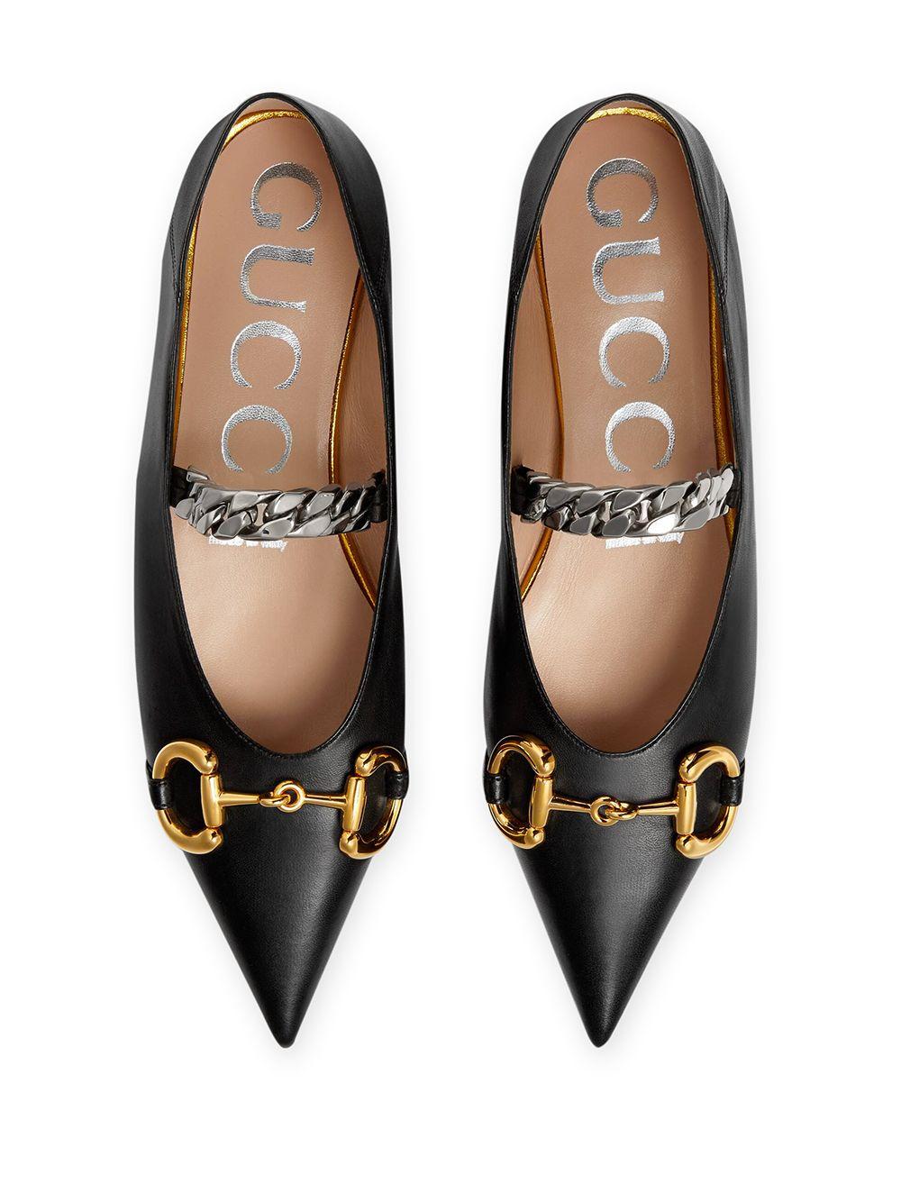 Gucci Leather Deva Chain-strap Ballerina Flats in Black - Save 27% - Lyst