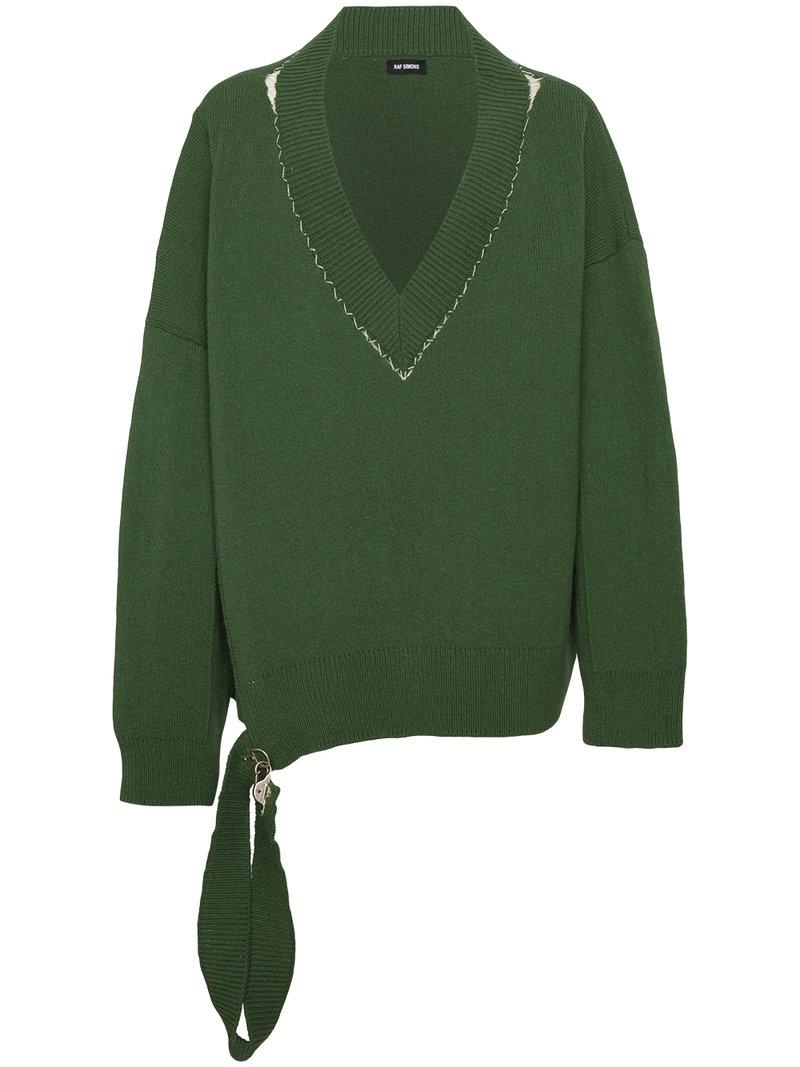Raf Simons V-neck Oversized Jumper in Green for Men | Lyst UK