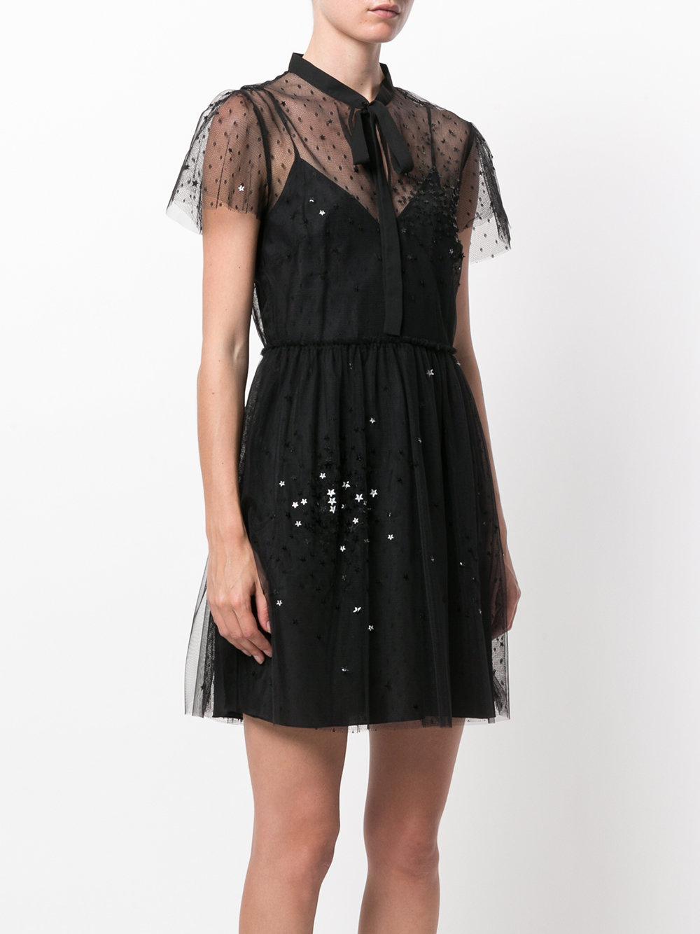 Lyst - Red Valentino Sequin Embellished Mini Dress in Black