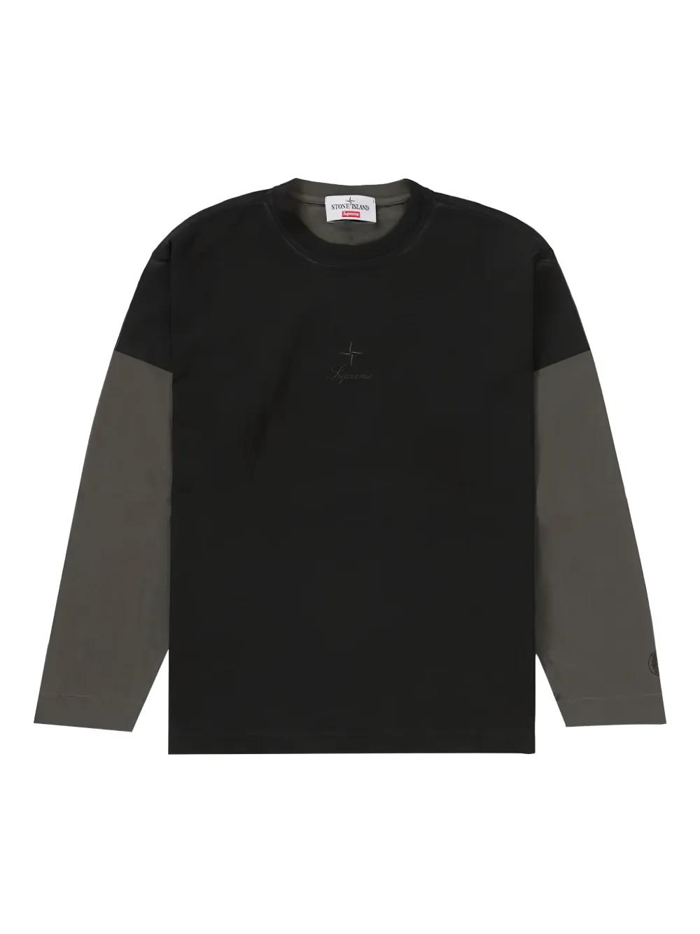 Supreme X X Stone Island Logo Detail T-Shirt in Black for Men