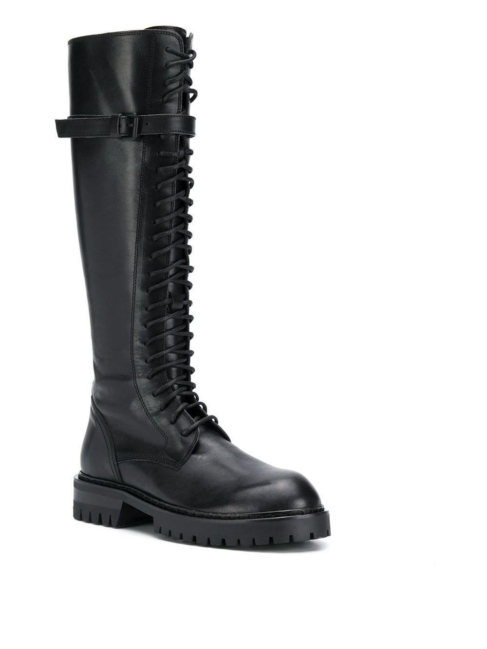 Ann Demeulemeester Leather Lace-up Knee-length Boots in Black - Lyst