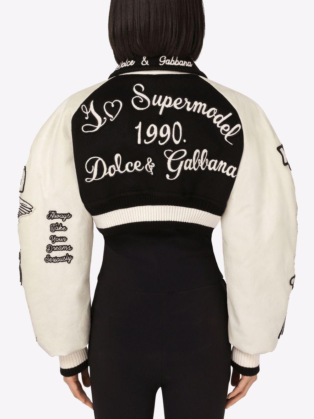 Dolce & Gabbana Cropped Bomber Jacket in Black | Lyst
