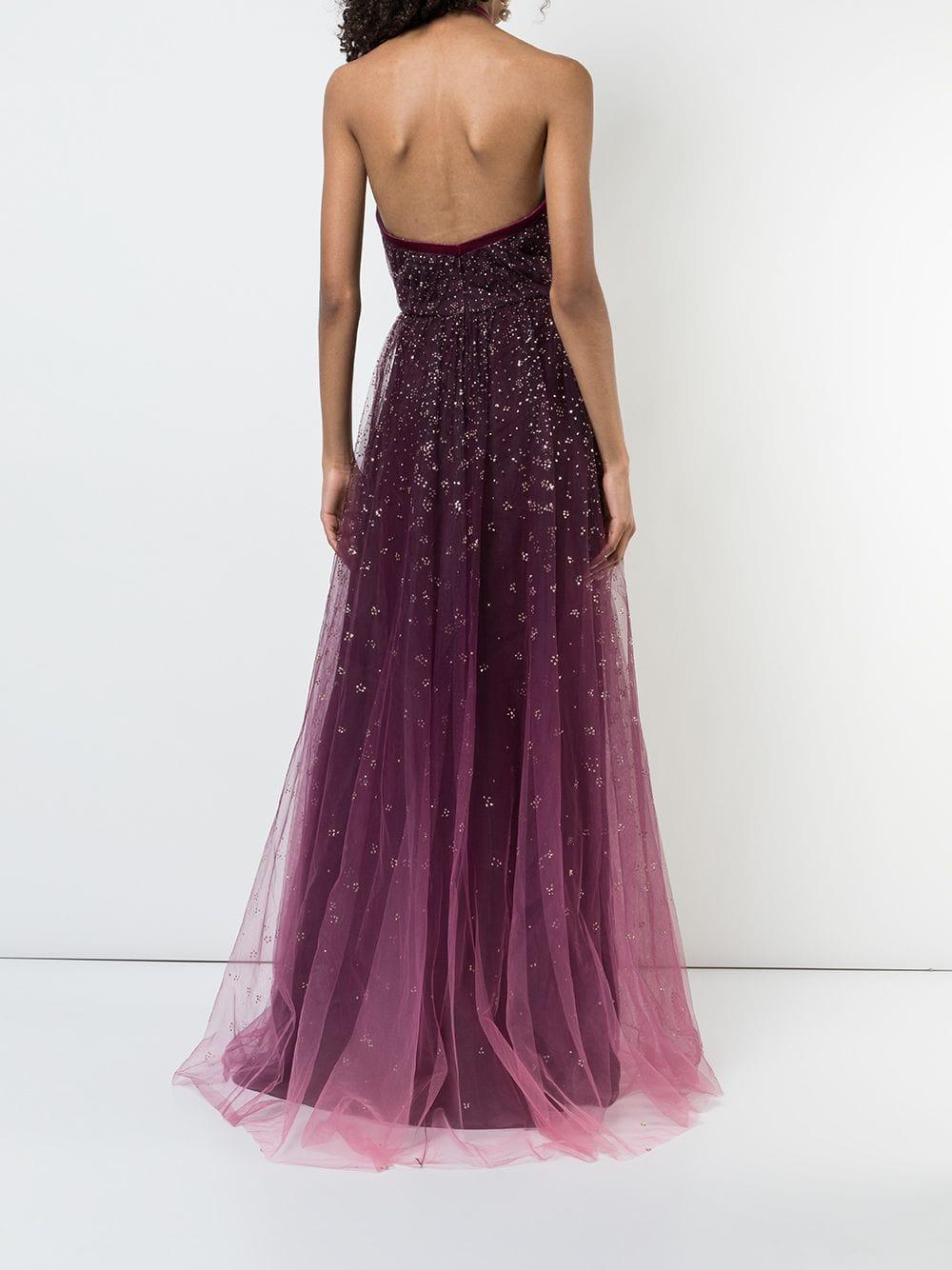 marchesa notte ombre halter gown