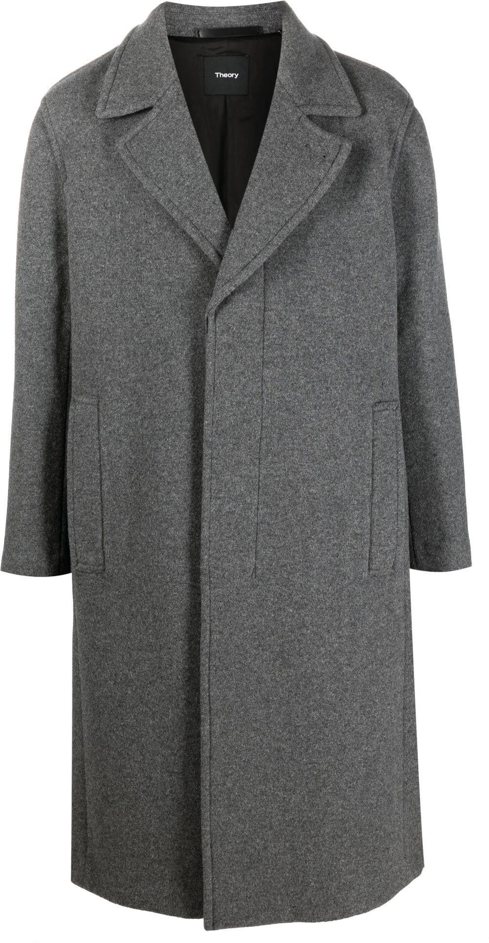 Theory Belted Recycled Wool-blend Coat in Black for Men | Lyst