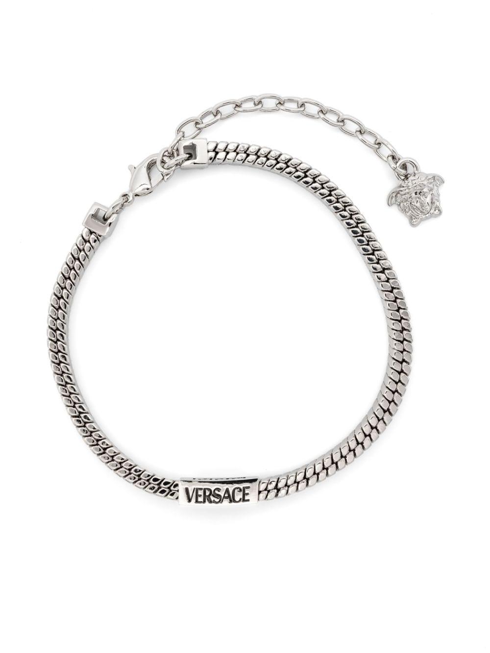 VERSACE ヴェルサーチ シルバー レザー ブレスレット 925 SILVER