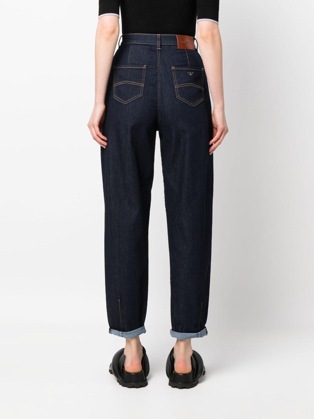 Emporio Armani Box-pleat Tapered Jeans in Blue | Lyst