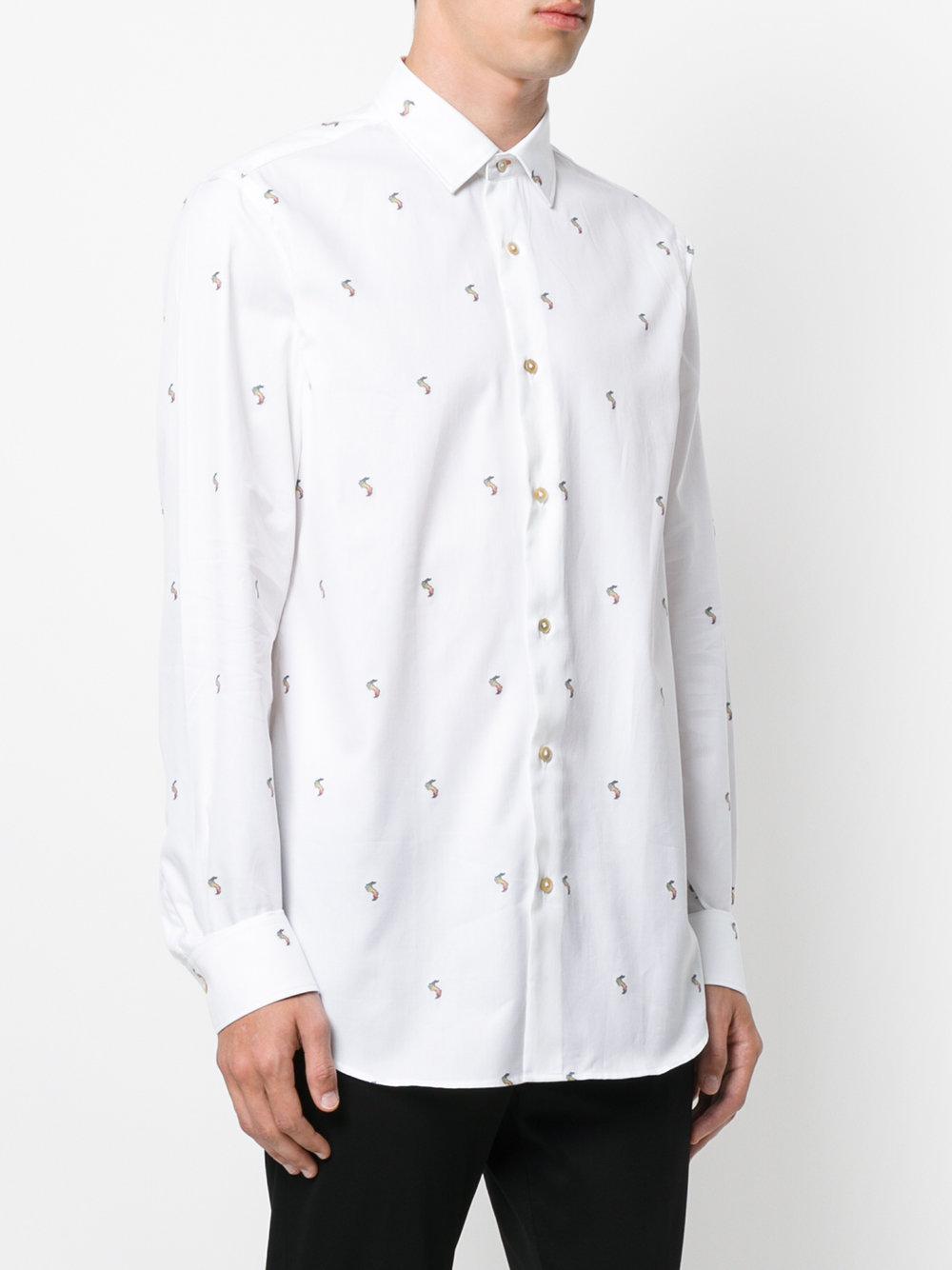 Lyst - Paul Smith Embroidered Rabbit Shirt in White for Men