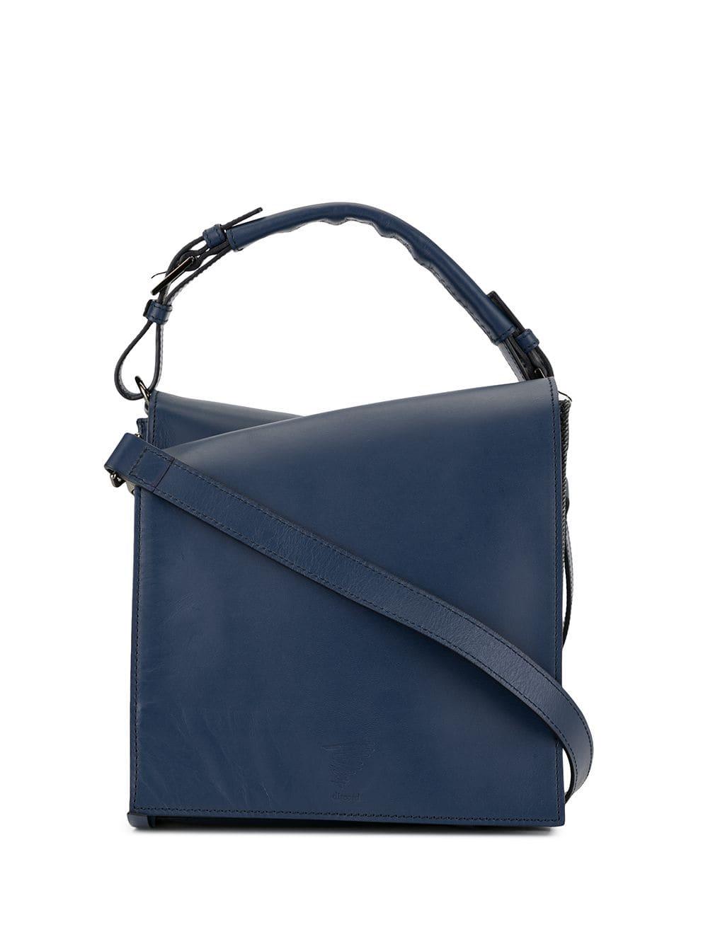 Discord Yohji Yamamoto Leather Double Structured Shoulder Bag in Blue ...