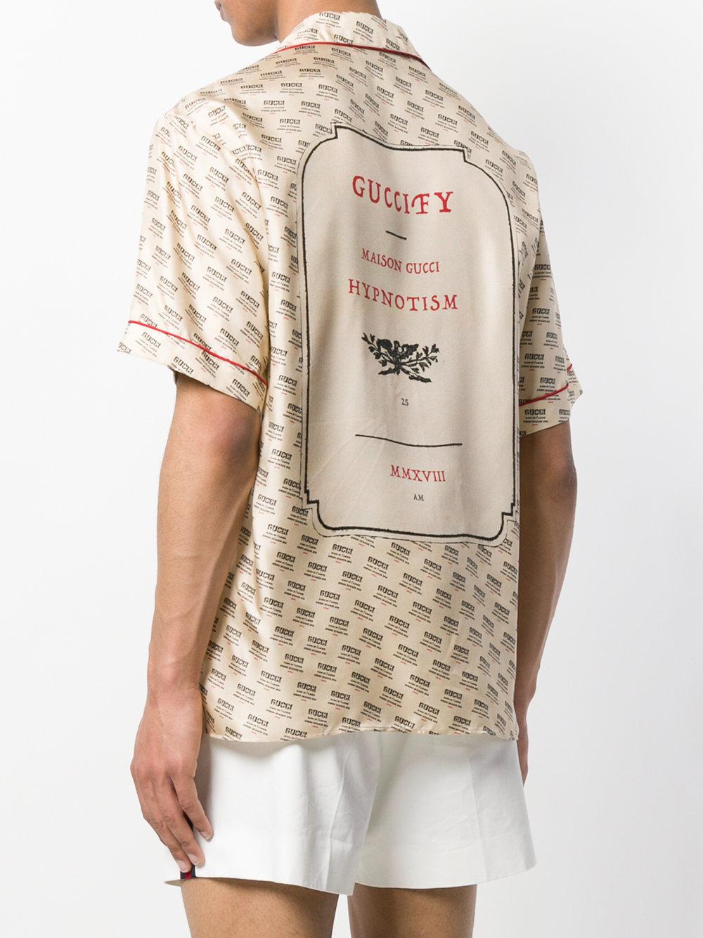 Gucci Silk Invite Stamp Bowling Shirt 