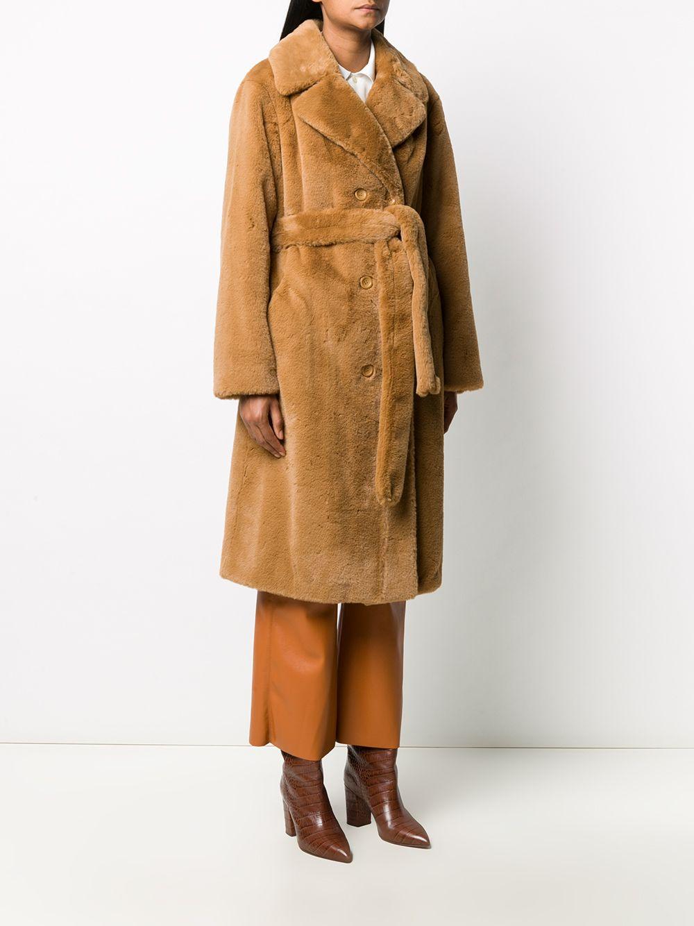 Stand Studio Double-breasted Teddy Coat in Brown - Lyst