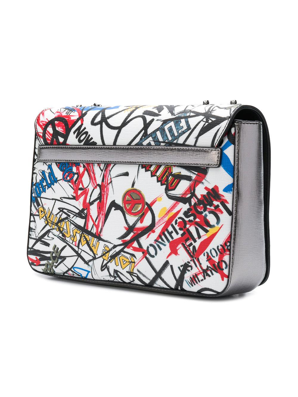 Moschino, Bags, Moschino Black White Graffiti Shoulder Bag Rare