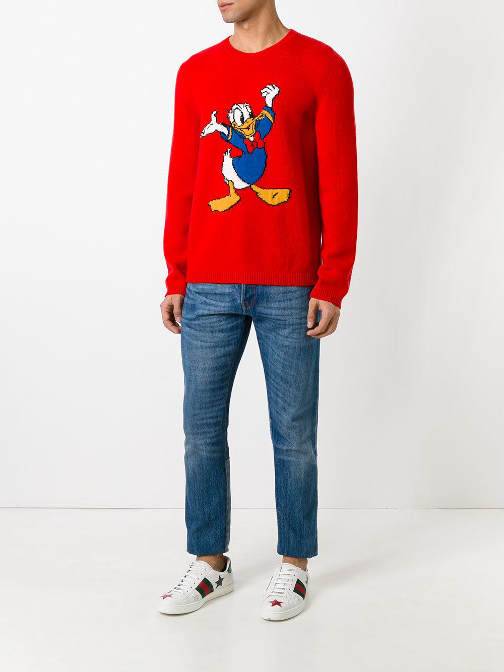 Gucci Wool Sweater With Donald Duck in Red for Men | Lyst