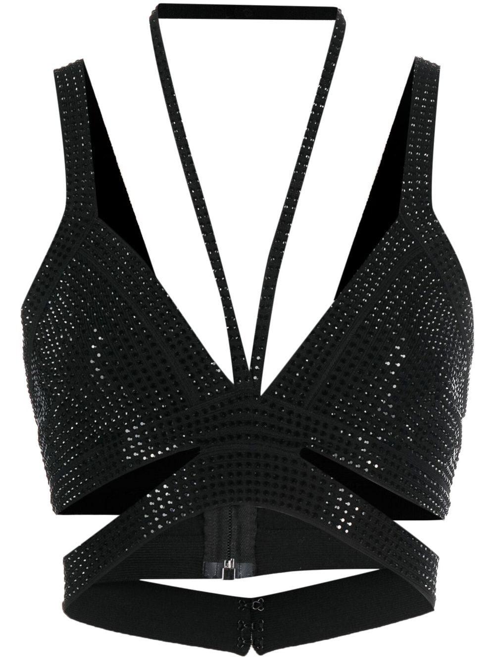 ANDREADAMO Rhinestone-embellished Multi-strap Bralette in Black