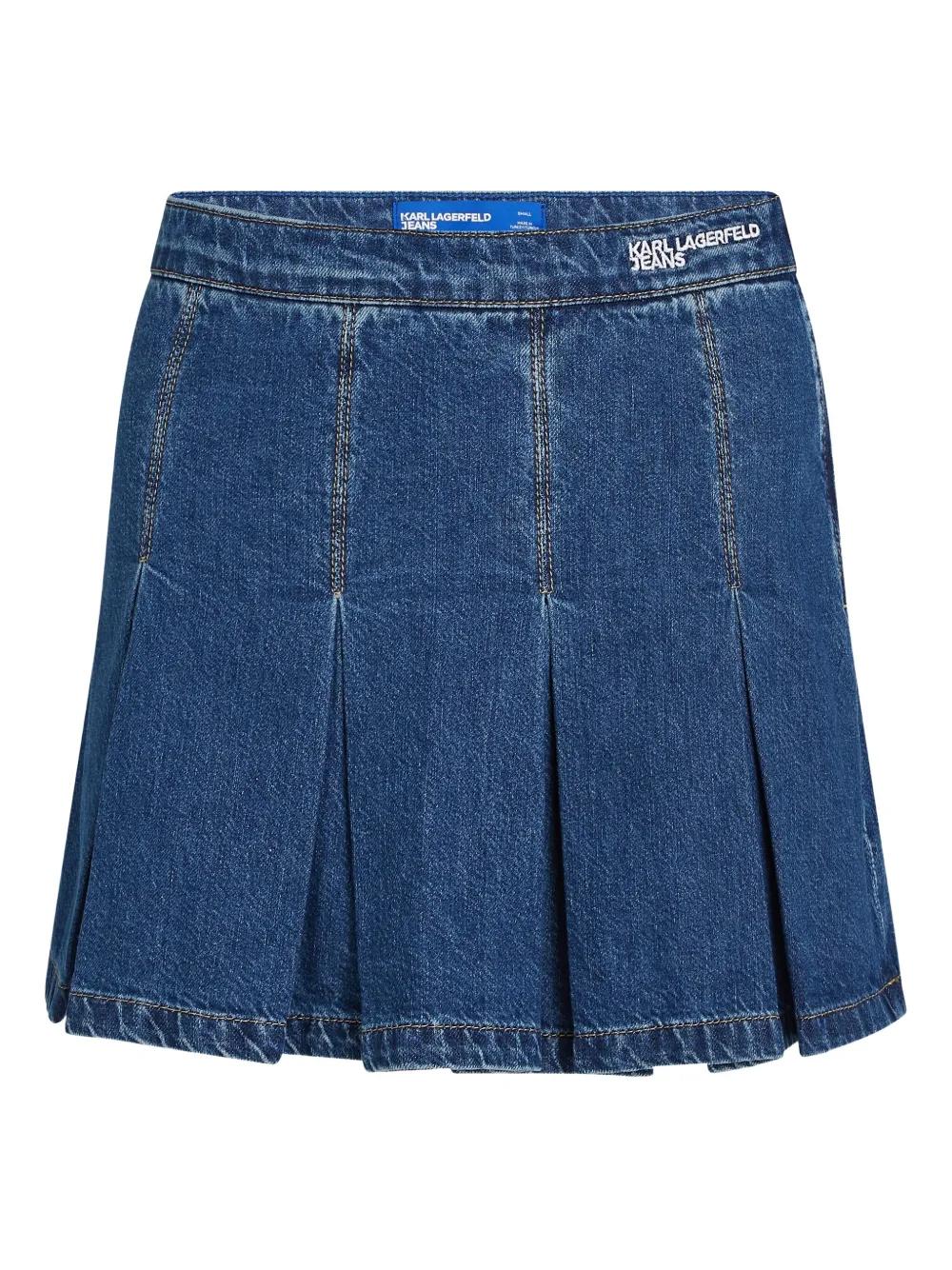 Karl Lagerfeld Pleated Denim Mini Skirt in Blue Lyst UK