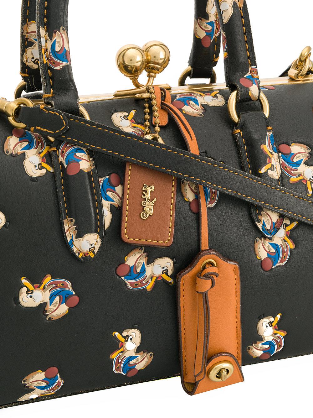 COACH Leather Kisslock Satchel 38 With Duck Print in Black Lyst