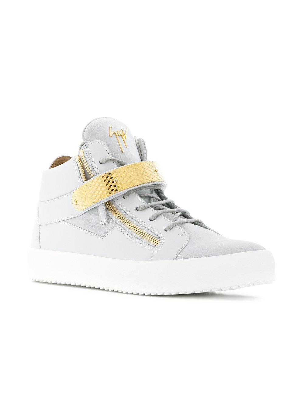 Giuseppe Zanotti Leather Coby Hi-top Sneakers in Grey (Gray) for Men - Lyst