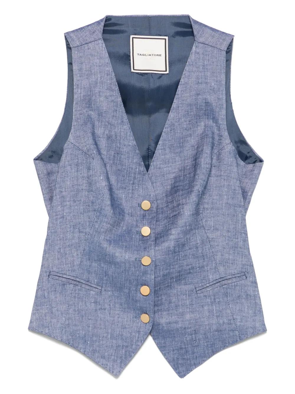 アウターその他 TAGLIATORE Woman Waistcoat Blue GISELLEM50006 B1107 Tagliatore Gaelle Waistcoat in Blue | Lyst