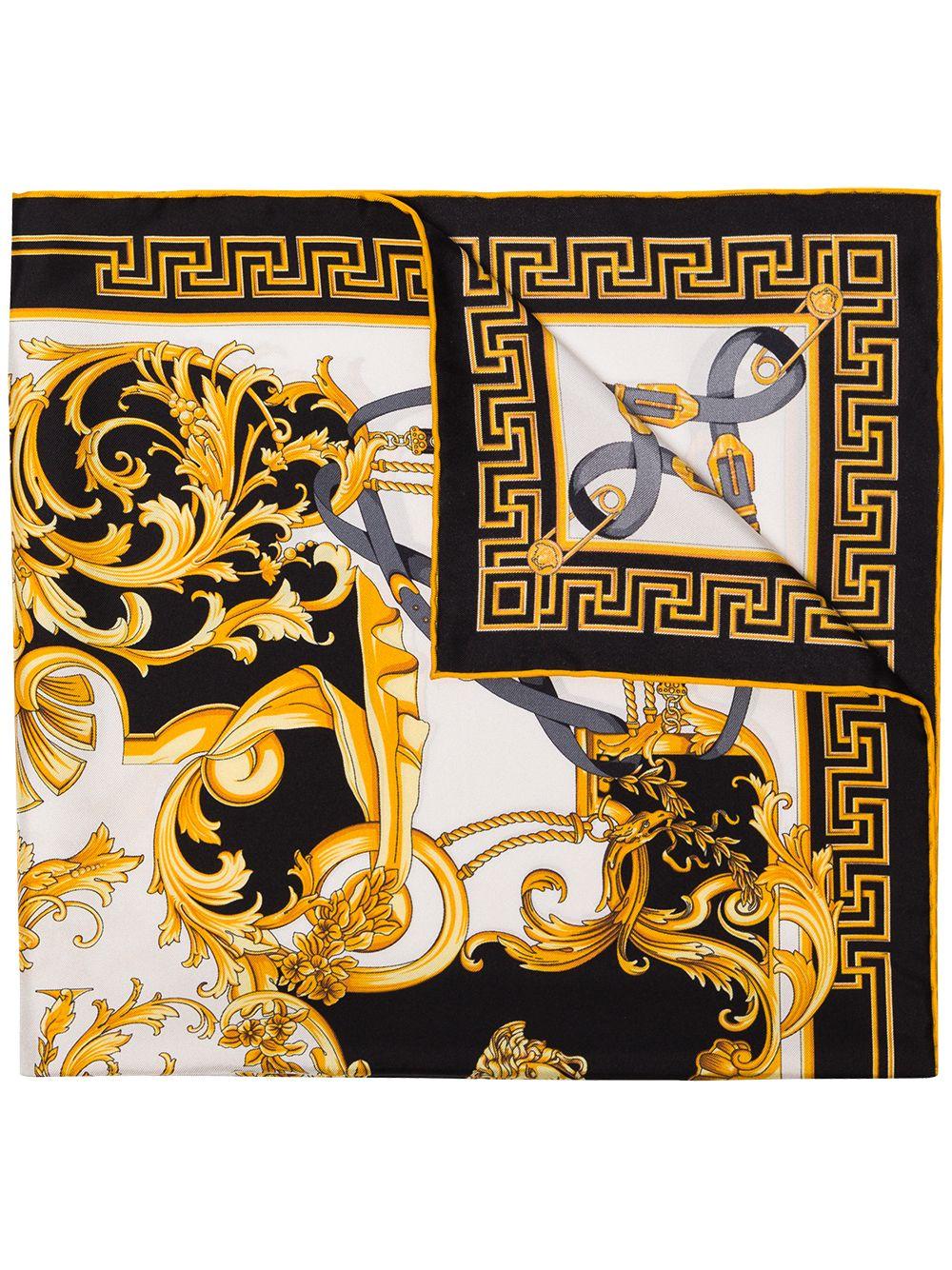 Versace Black Baroque Print Silk Scarf | Lyst Canada
