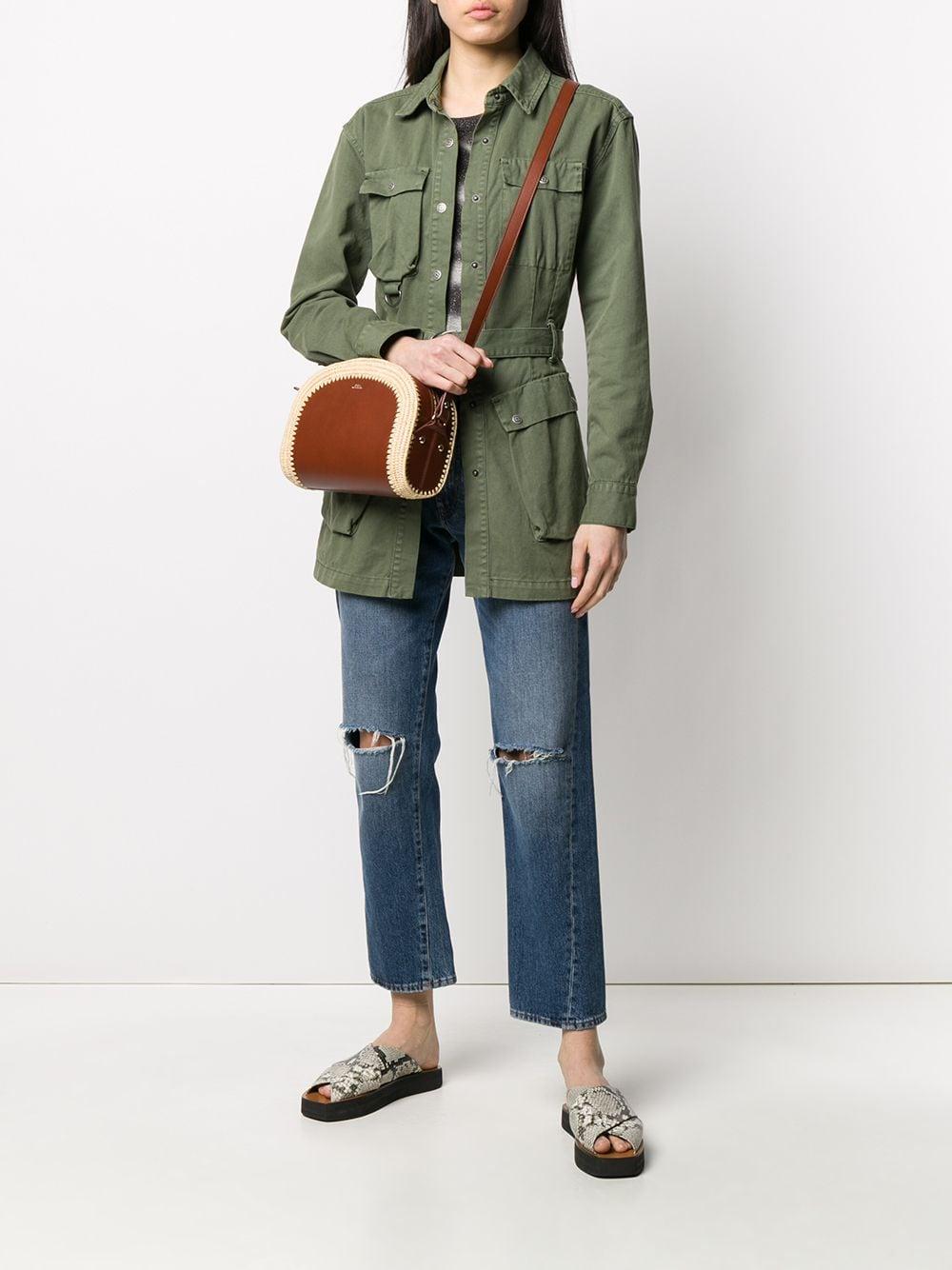 A.P.C. Demi-Lune Mini Leather and Corduroy Cross-Body Bag